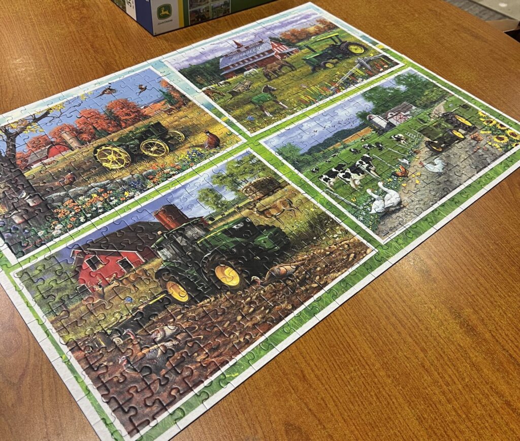 puzzle with tractor and farm animals